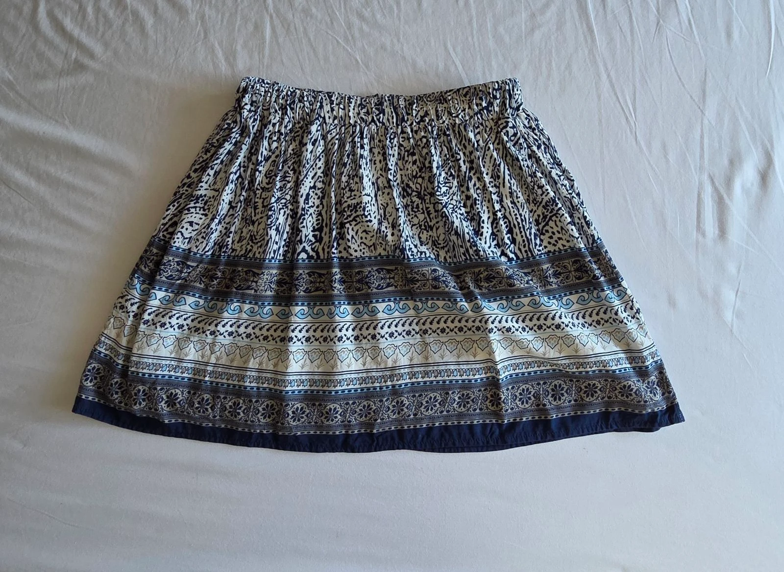 Mini-falda bohemia azul y blanca S/M It Hippie falda corta forrada – photo 2